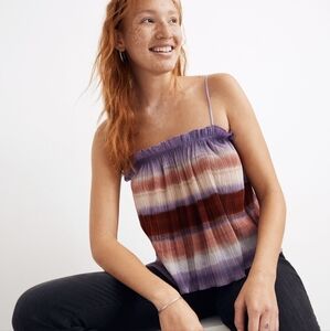 Madewell Textured & Thread Micropleat Tank Top Ombre Rainbow Size Small